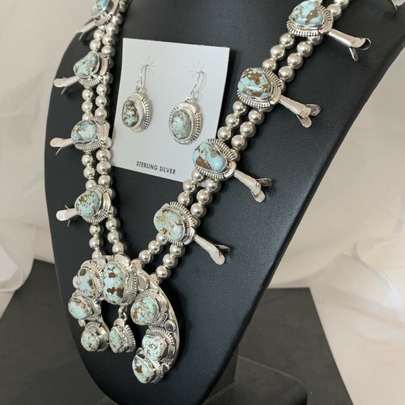 Dry Creek Turquoise Sterling Squash Necklace - Picture 3 of 12